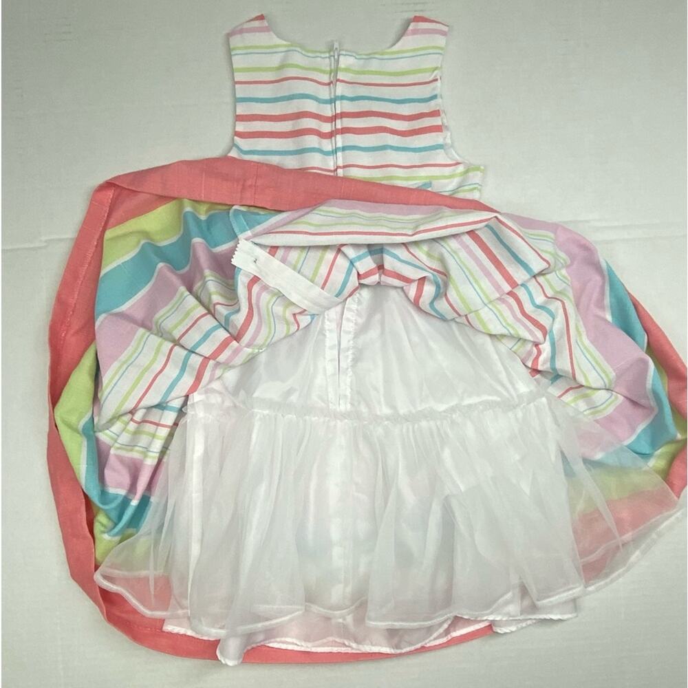 Bonnie Jean Dress with Tulle Underskirt Size 7 Striped Pastel Colors - Picture 3 of 4